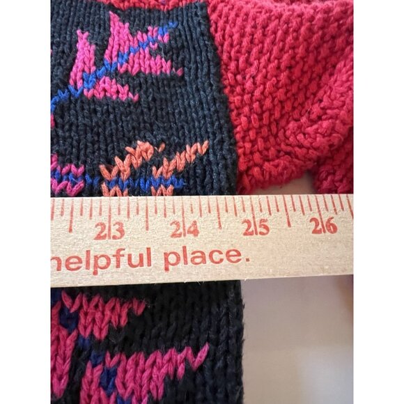 Vintage 90s handknit Knitting Needles holiday snowflake turtleneck sweater L - Picture 8 of 11